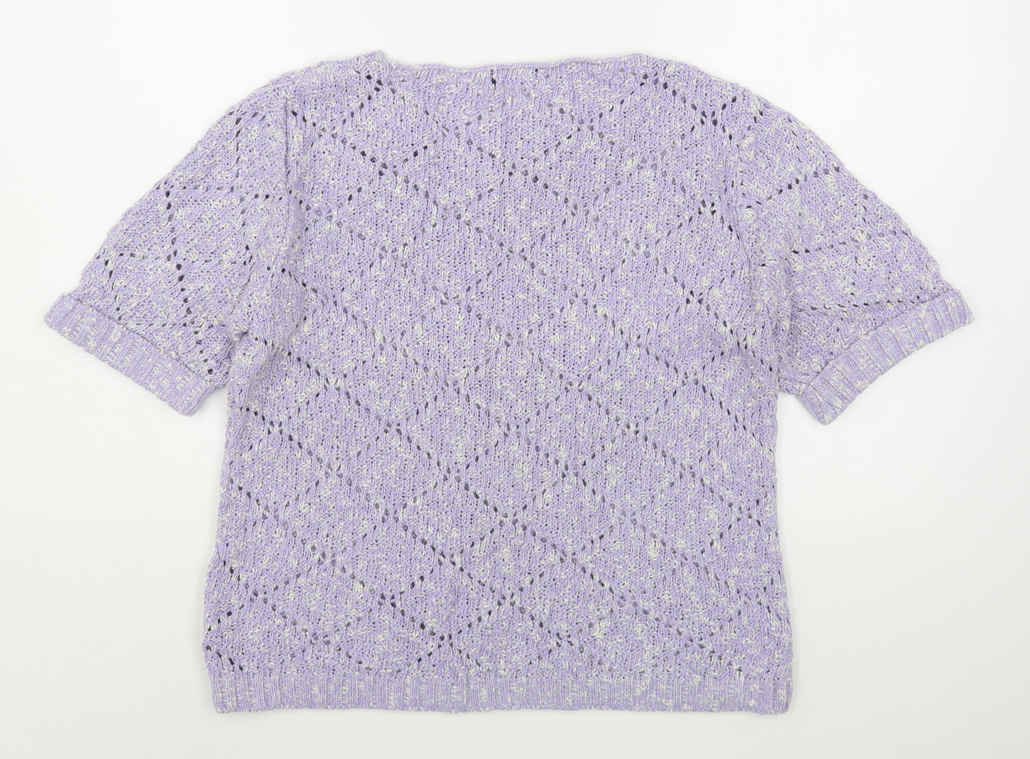 M&Co Womens Purple Boat Neck  Acrylic Pullover Jumper Size M