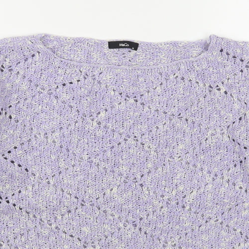 M&Co Womens Purple Boat Neck  Acrylic Pullover Jumper Size M