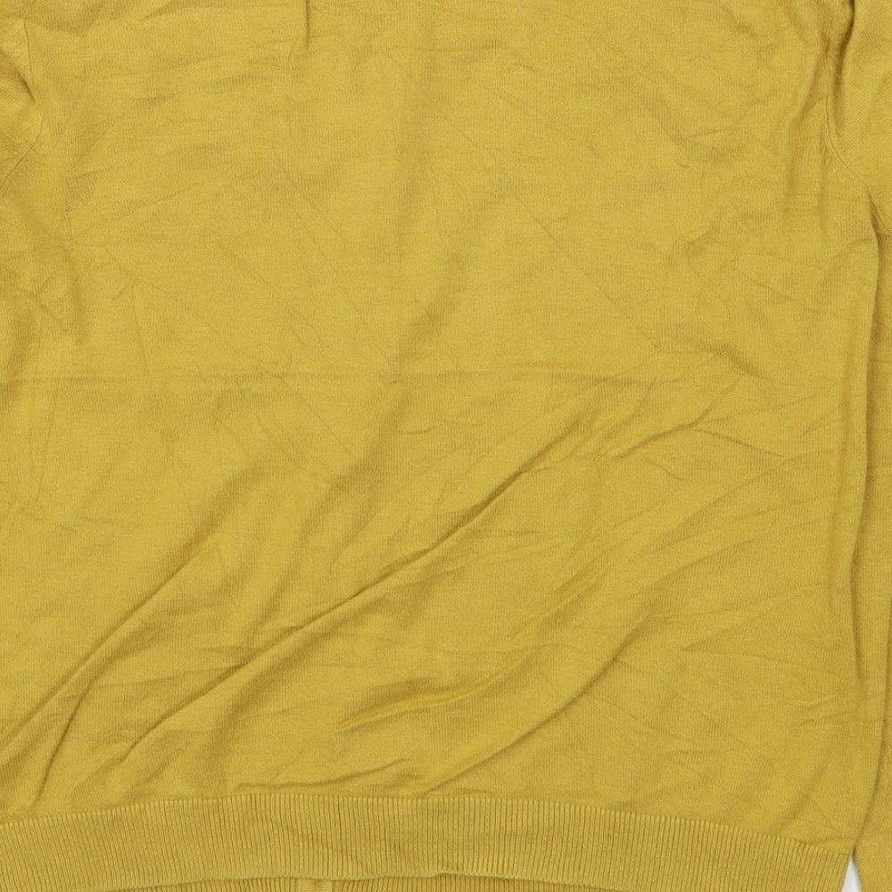 H&M Womens Yellow Boat Neck  Cotton Cardigan Jumper Size M