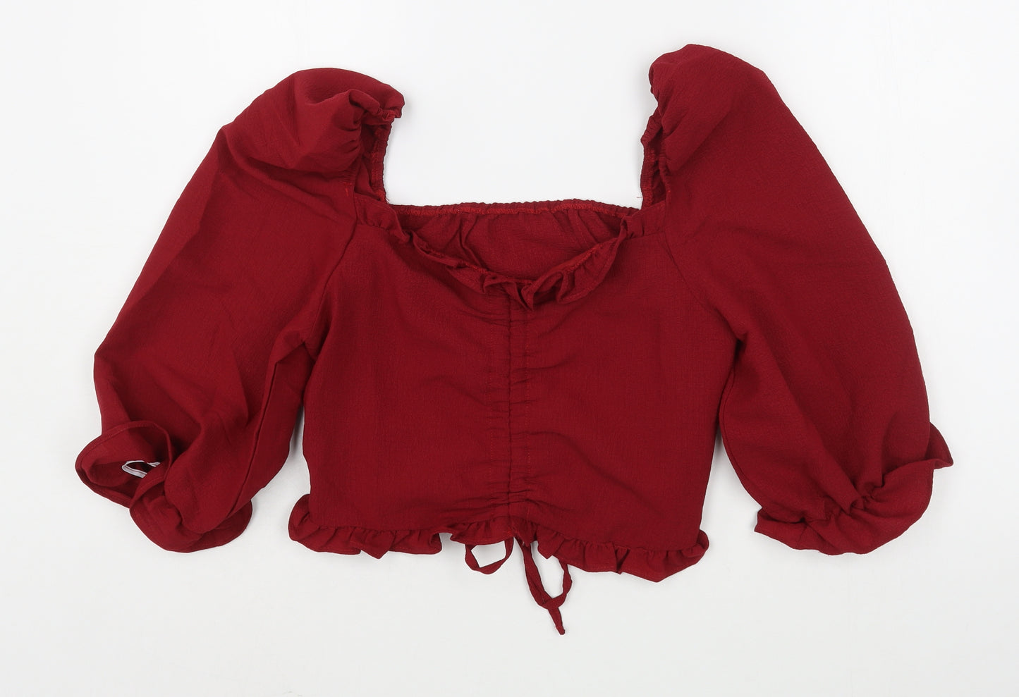 SheIn Womens Red  Polyester Basic Blouse Size L Square Neck