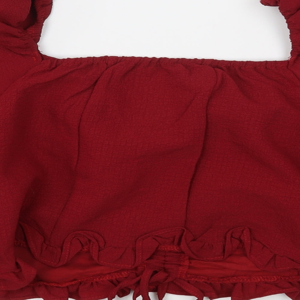 SheIn Womens Red  Polyester Basic Blouse Size L Square Neck