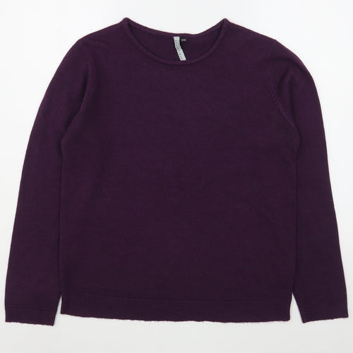 Intuition Womens Purple Round Neck  Acrylic Pullover Jumper Size 12