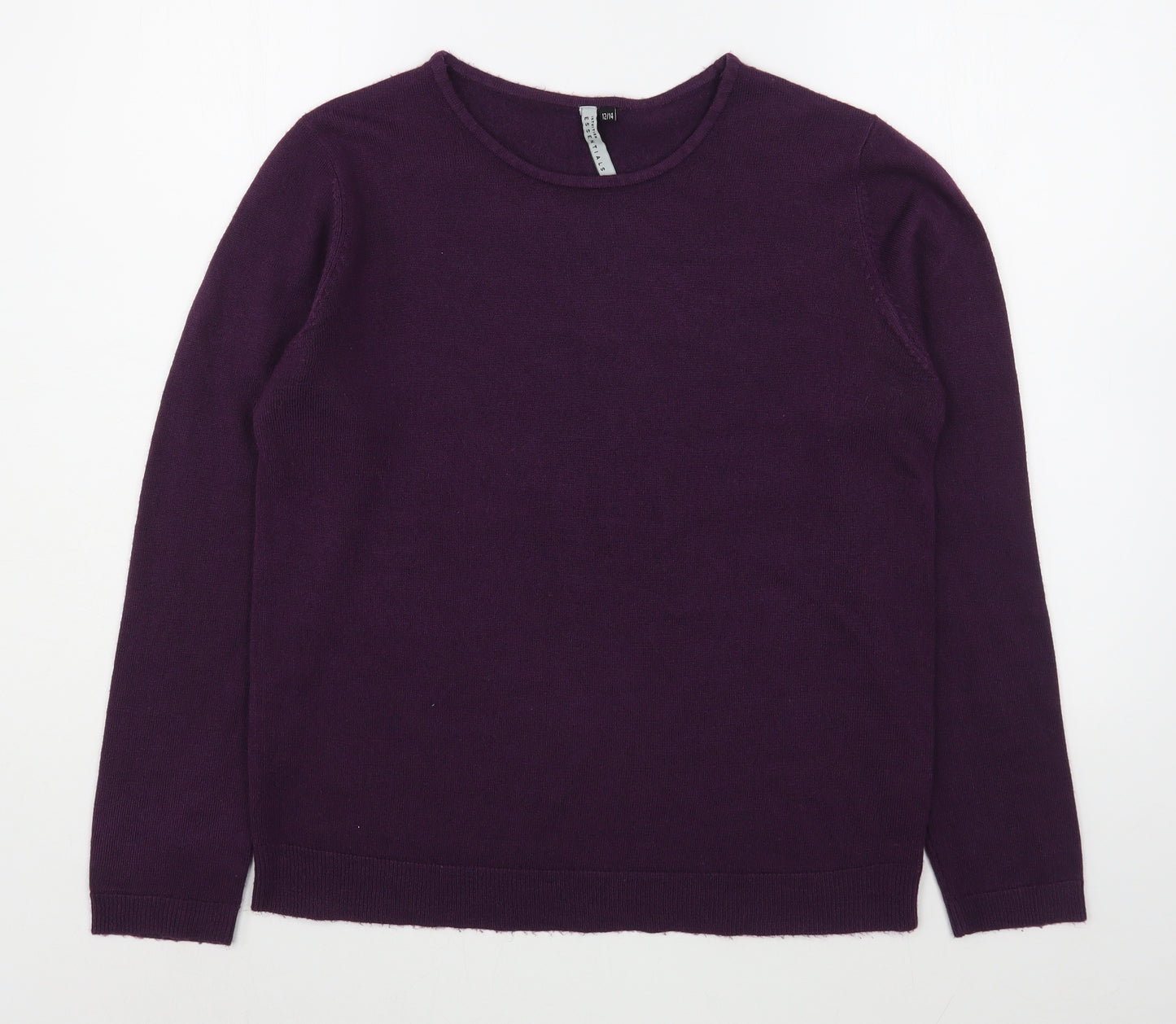 Intuition Womens Purple Round Neck  Acrylic Pullover Jumper Size 12