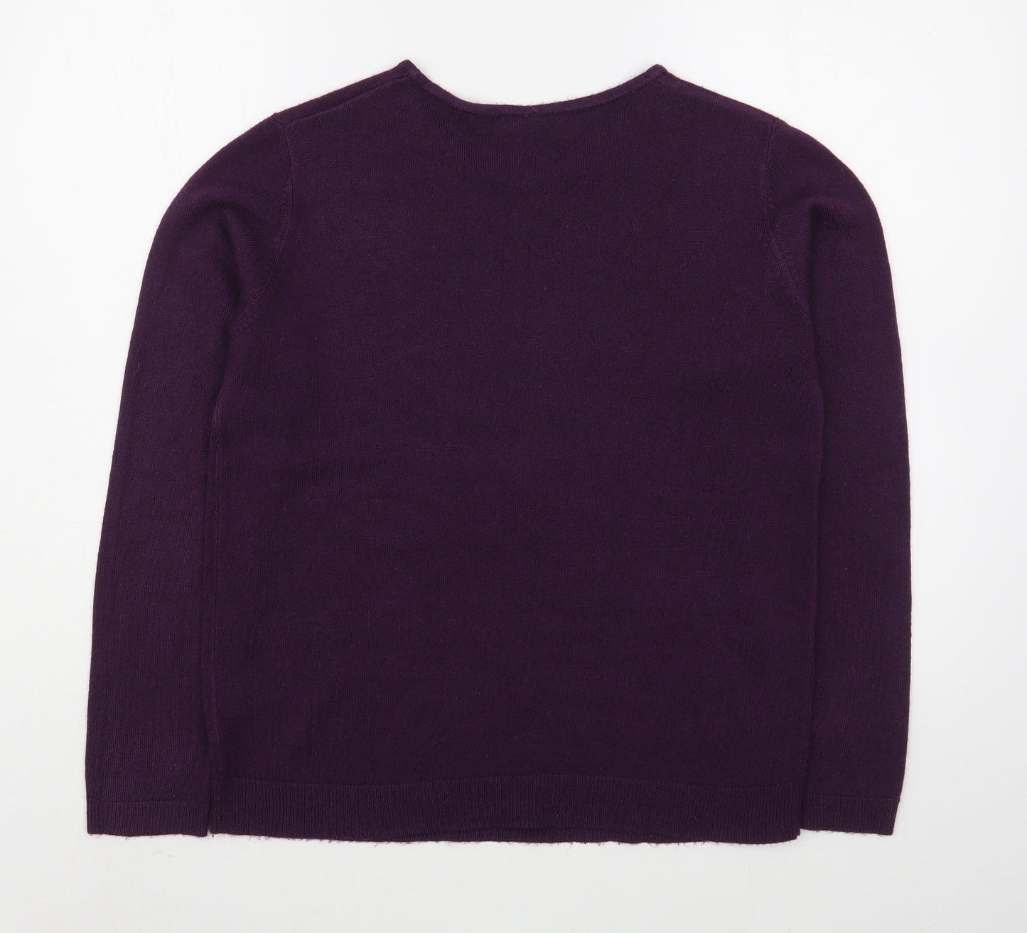 Intuition Womens Purple Round Neck  Acrylic Pullover Jumper Size 12