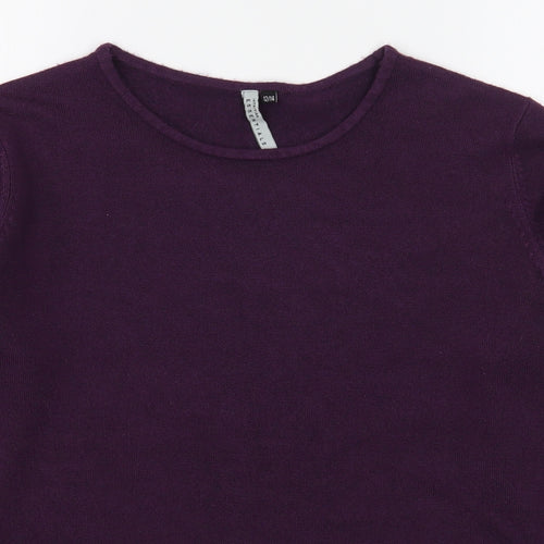 Intuition Womens Purple Round Neck  Acrylic Pullover Jumper Size 12