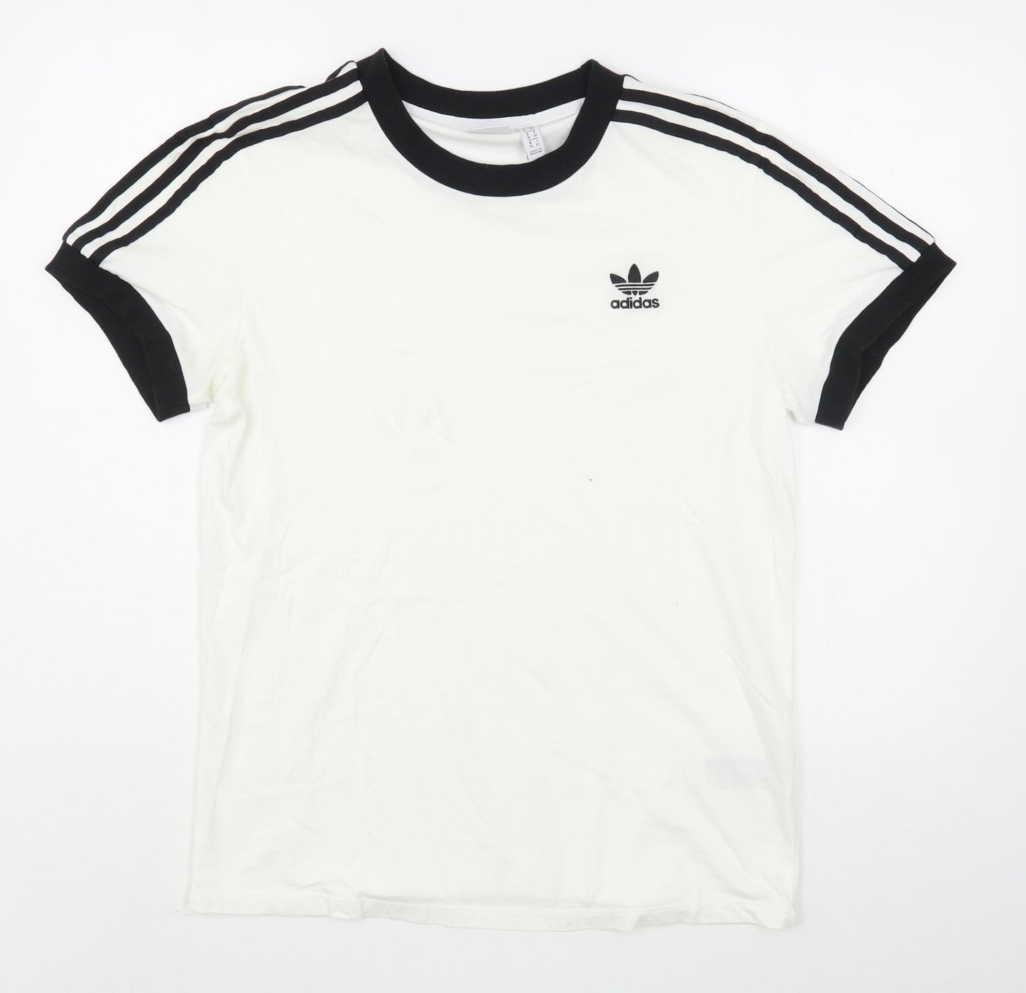 adidas Womens White  100% Cotton Basic T-Shirt Size 10 Round Neck