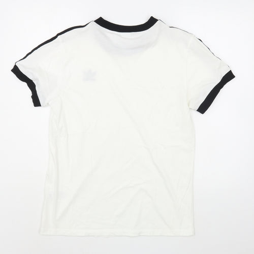 adidas Womens White  100% Cotton Basic T-Shirt Size 10 Round Neck