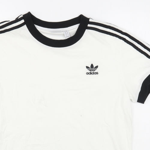 adidas Womens White  100% Cotton Basic T-Shirt Size 10 Round Neck