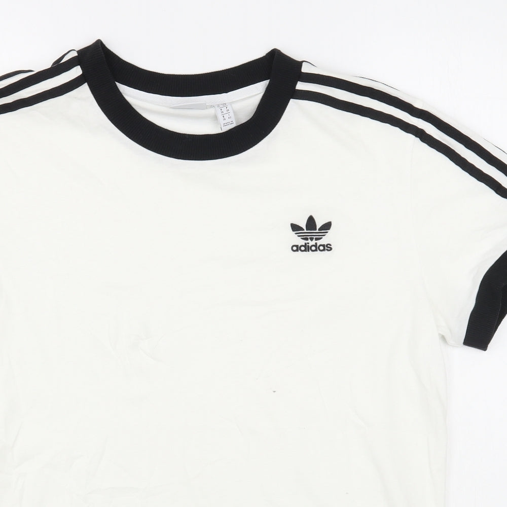 adidas Womens White  100% Cotton Basic T-Shirt Size 10 Round Neck