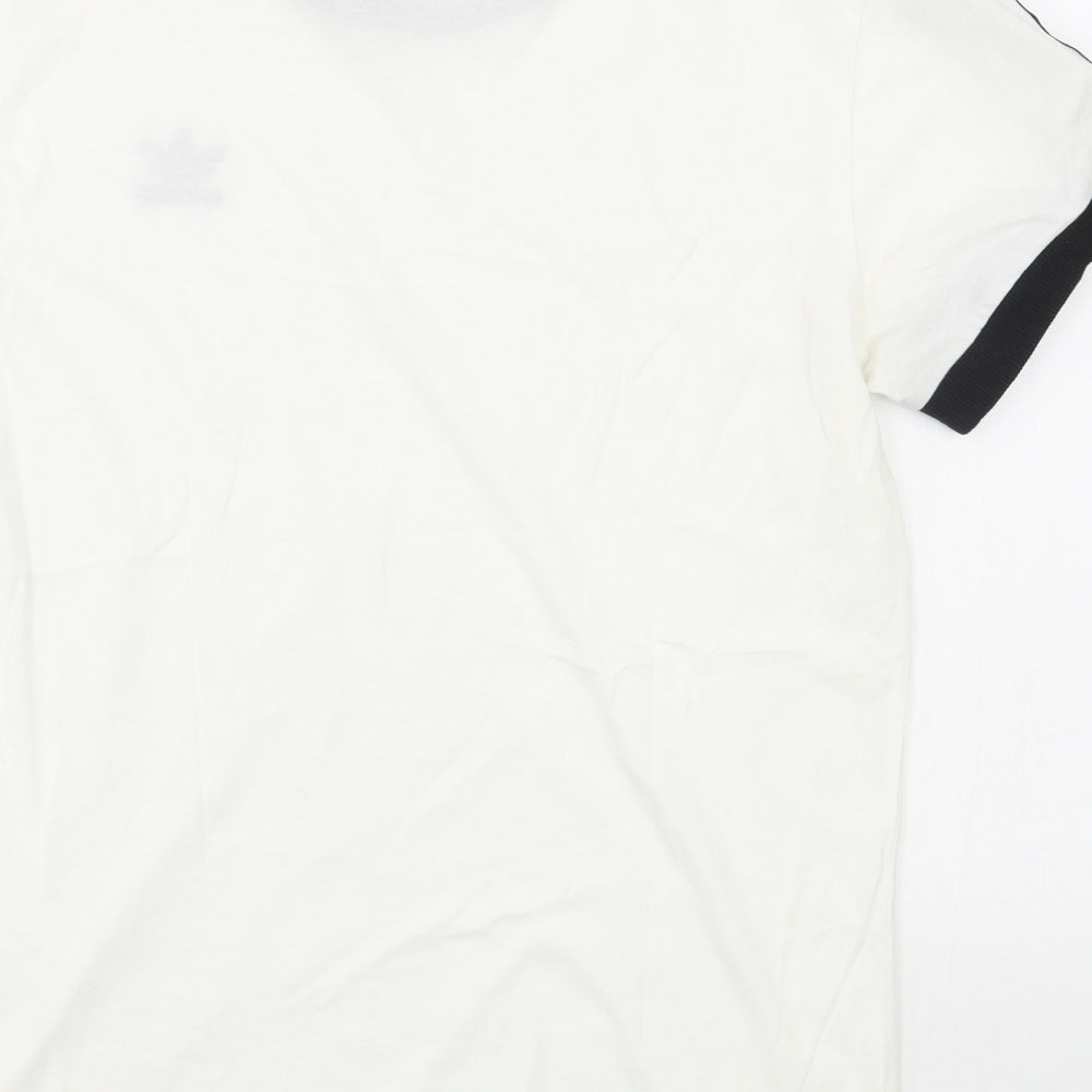 adidas Womens White  100% Cotton Basic T-Shirt Size 10 Round Neck