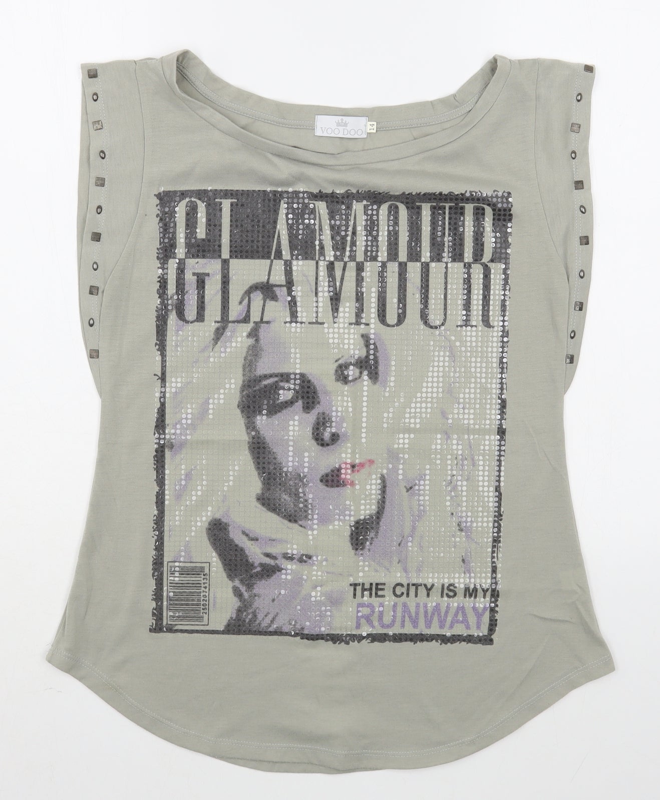 Voodoo Womens Green  100% Cotton Basic T-Shirt Size 14 Boat Neck
