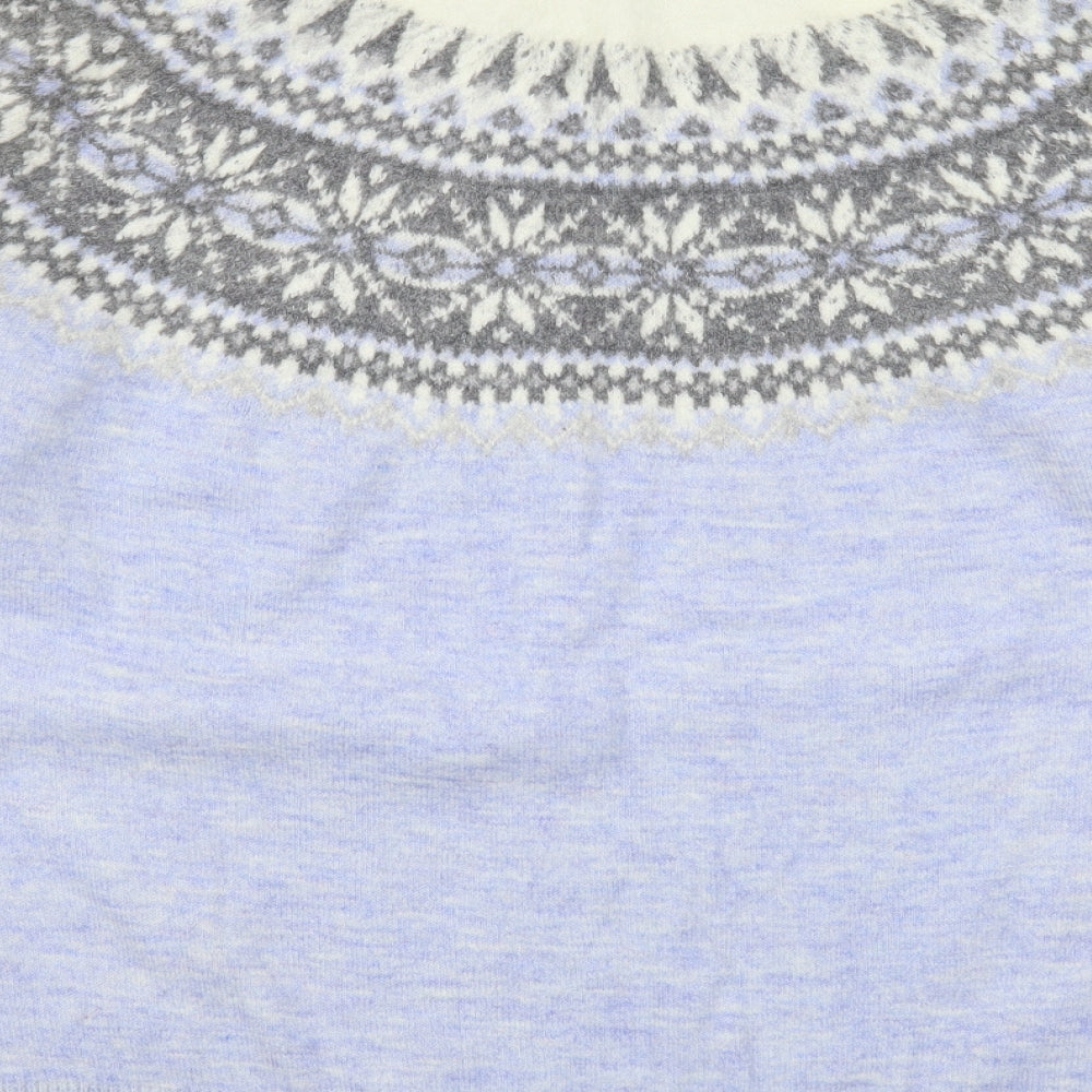 Primark Womens Blue Round Neck Fair Isle Acrylic Pullover Jumper Size XL