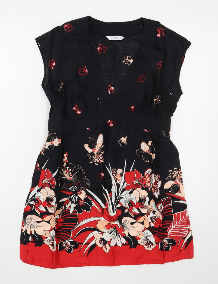 New Look Womens Multicoloured Floral 100% Cotton Sheath  Size 12  Round Neck Pullover
