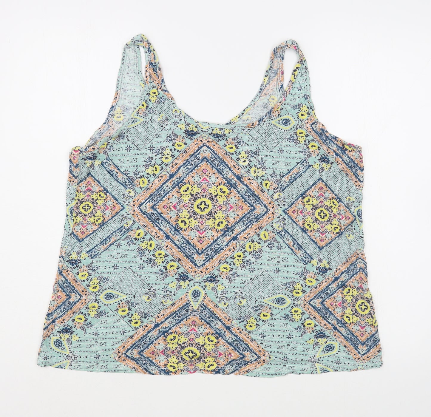 George Womens Multicoloured Geometric Viscose Camisole Tank Size 16 Scoop Neck