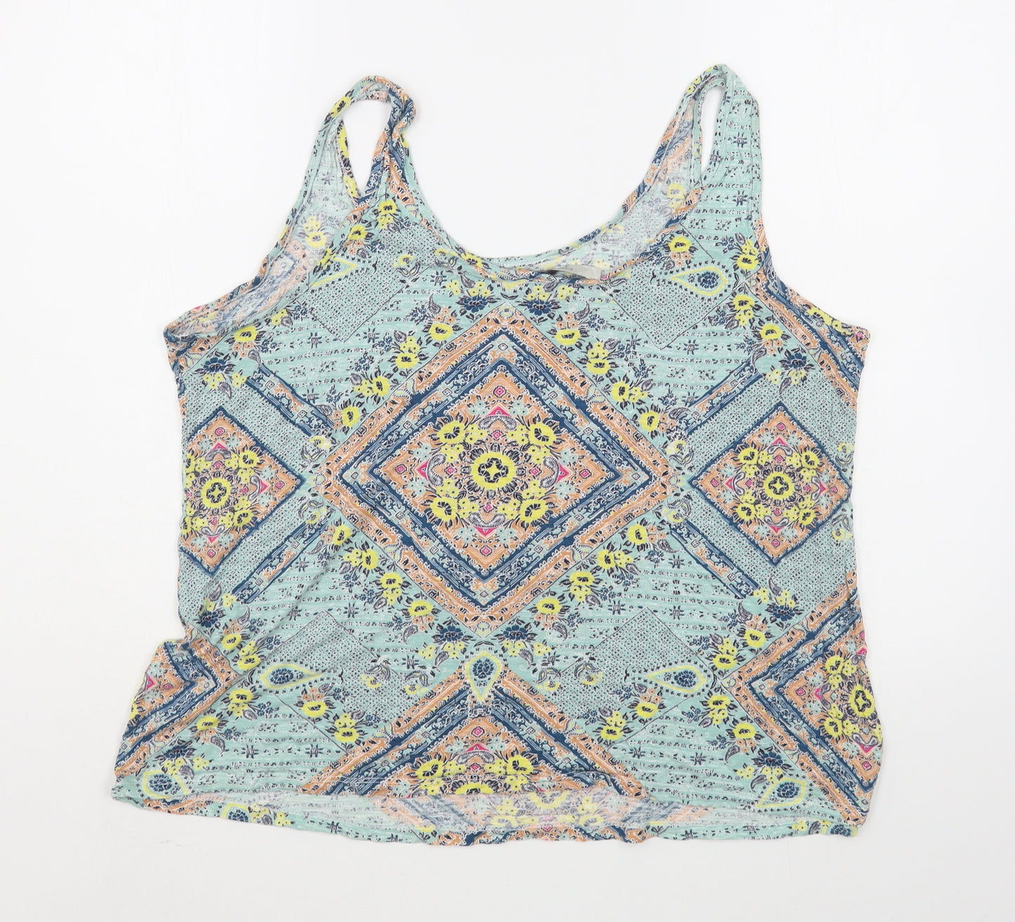 George Womens Multicoloured Geometric Viscose Camisole Tank Size 16 Scoop Neck