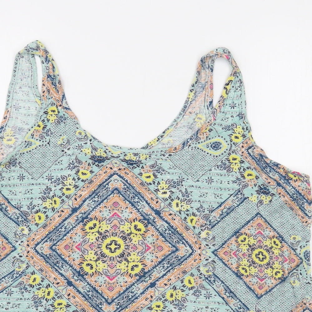 George Womens Multicoloured Geometric Viscose Camisole Tank Size 16 Scoop Neck