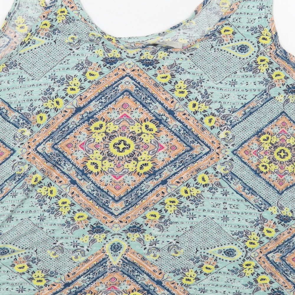 George Womens Multicoloured Geometric Viscose Camisole Tank Size 16 Scoop Neck