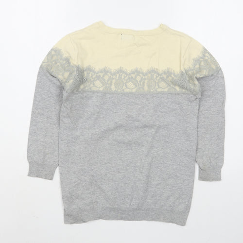 F&F Womens Grey Round Neck  Cotton Pullover Jumper Size 8