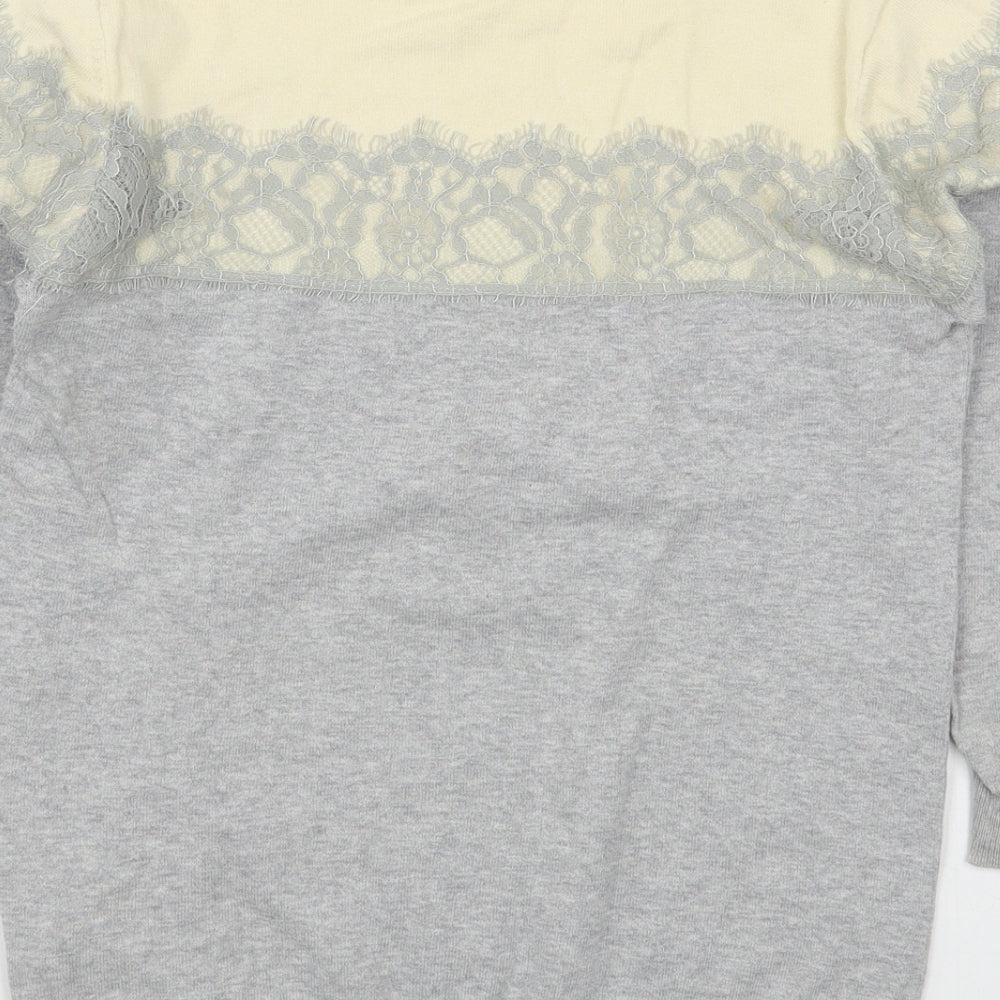 F&F Womens Grey Round Neck  Cotton Pullover Jumper Size 8