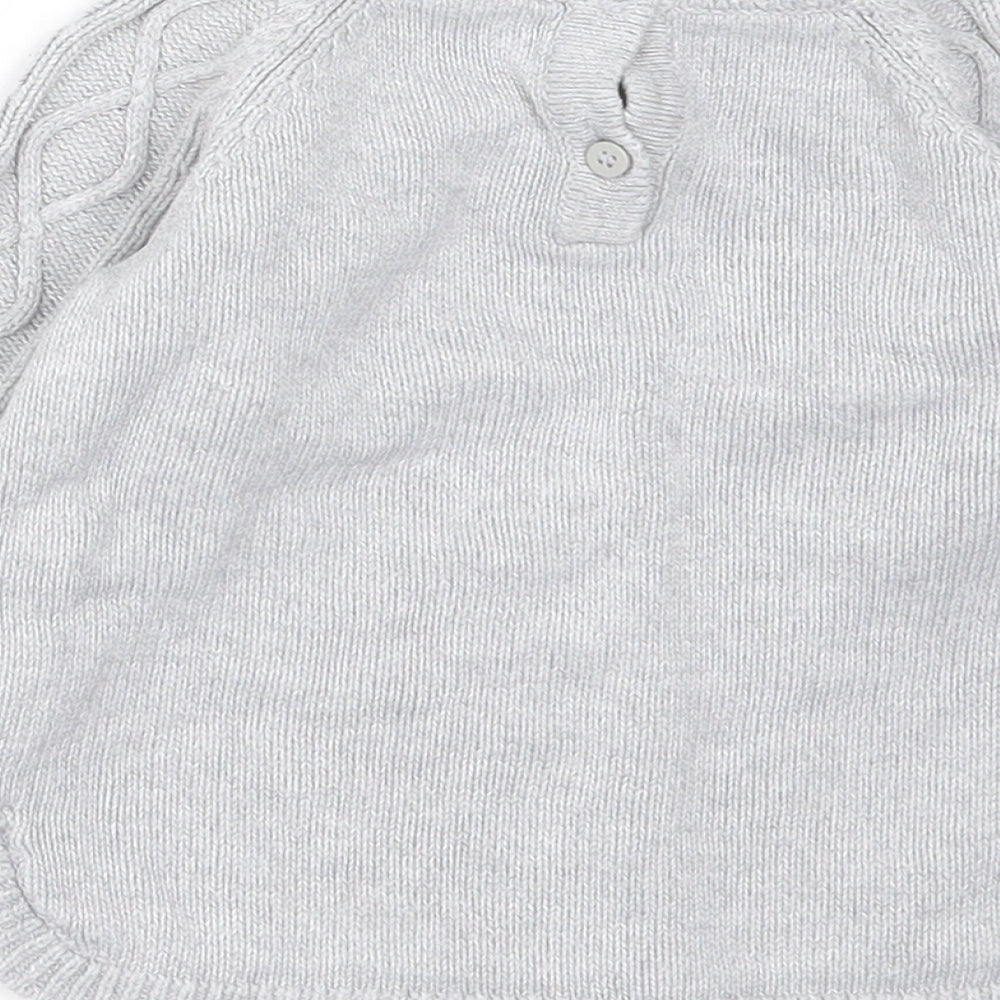 Mothercare Girls Grey  Cotton Pullover Jumper Size 12-18 Months  Button