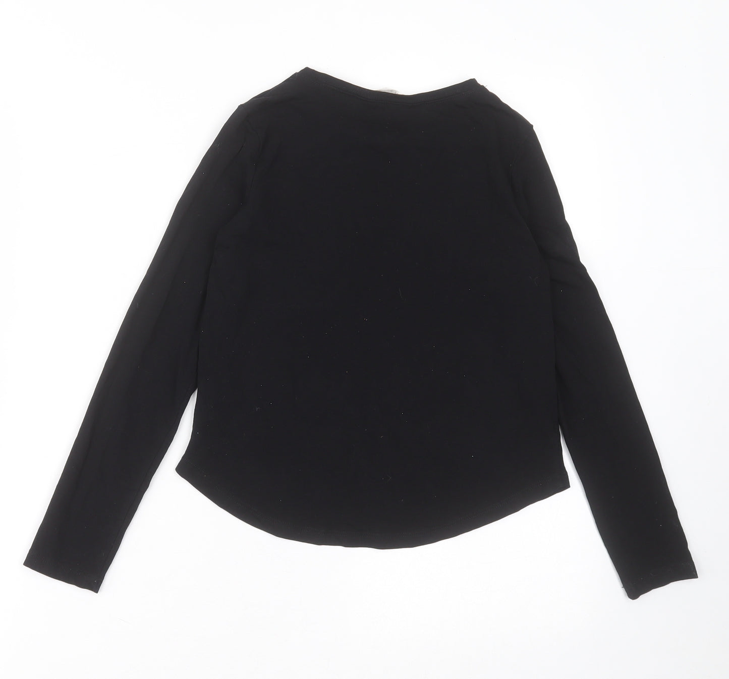 H&M Girls Black  Cotton Basic Casual Size 8-9 Years Crew Neck Pullover - Skull