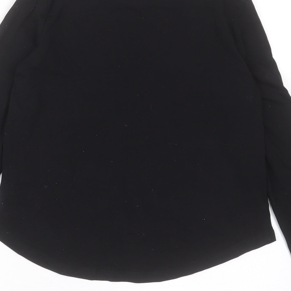 H&M Girls Black  Cotton Basic Casual Size 8-9 Years Crew Neck Pullover - Skull