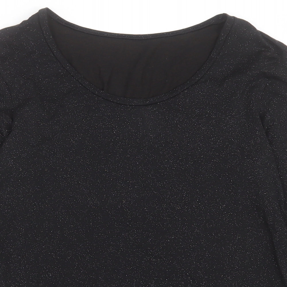 Marks and Spencer Womens Black  Acrylic Basic T-Shirt Size 20 Crew Neck