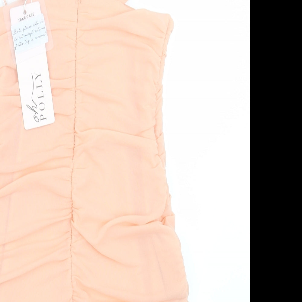 OH POLLY Womens Pink  Nylon Bodycon  Size 10  Sweetheart Zip