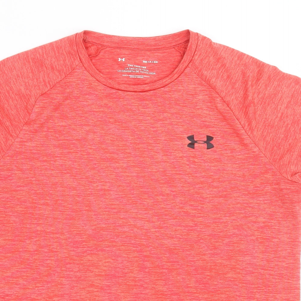 Under armour Mens Red  Polyester Basic T-Shirt Size S Crew Neck Pullover