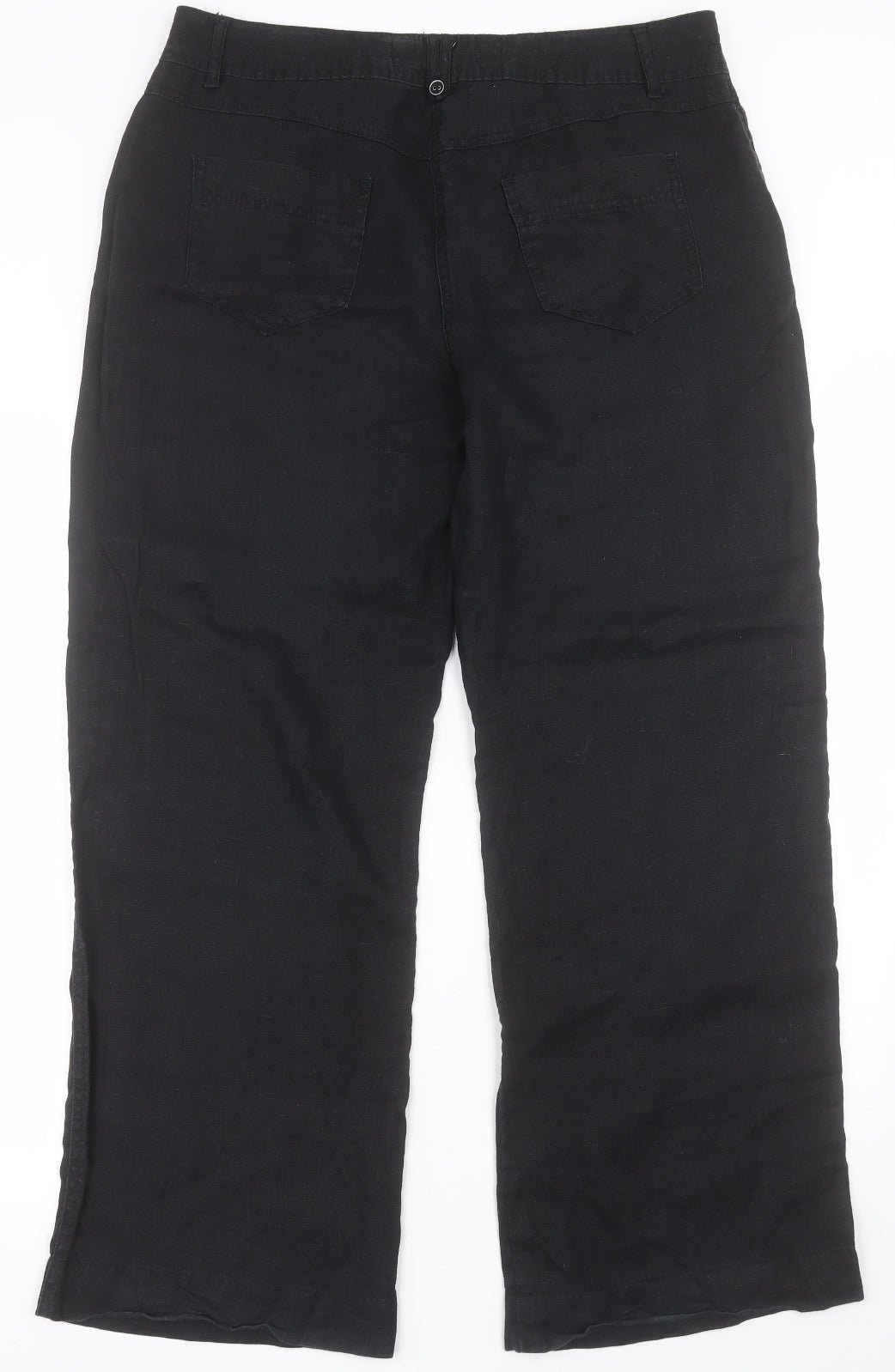 George Womens Black  Linen Trousers  Size 12 L30 in Regular Button