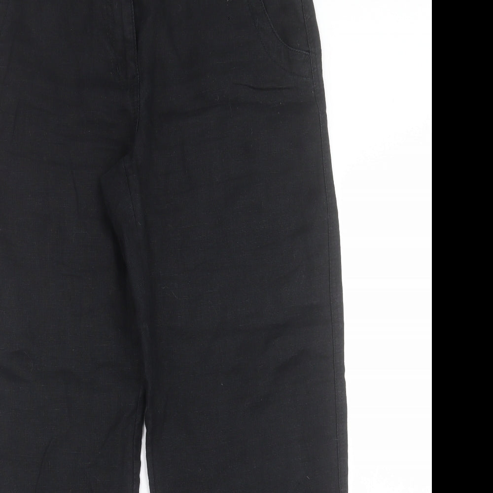 George Womens Black  Linen Trousers  Size 12 L30 in Regular Button