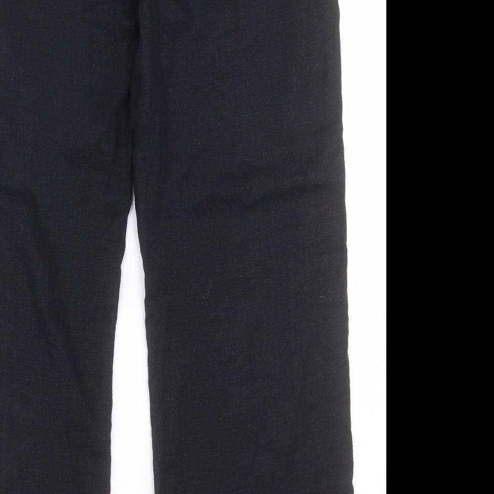 George Womens Black  Linen Trousers  Size 12 L30 in Regular Button