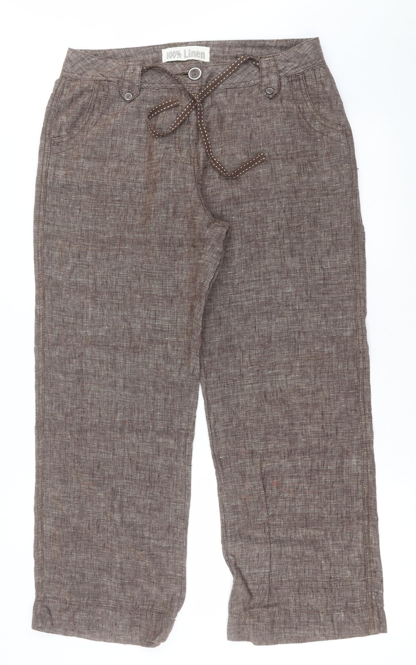 George Womens Brown  Linen Trousers  Size 12 L27 in Regular Button