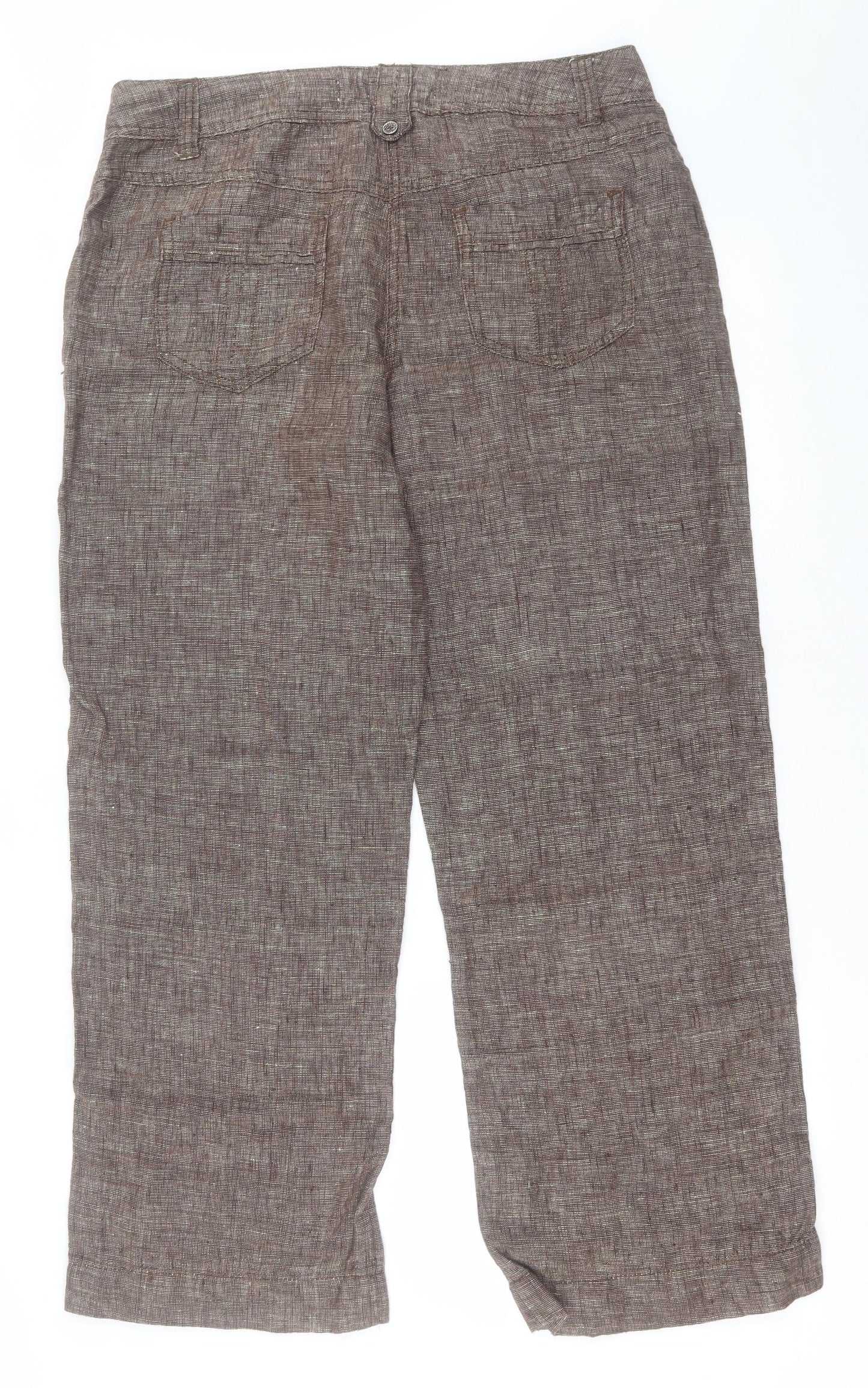 George Womens Brown  Linen Trousers  Size 12 L27 in Regular Button