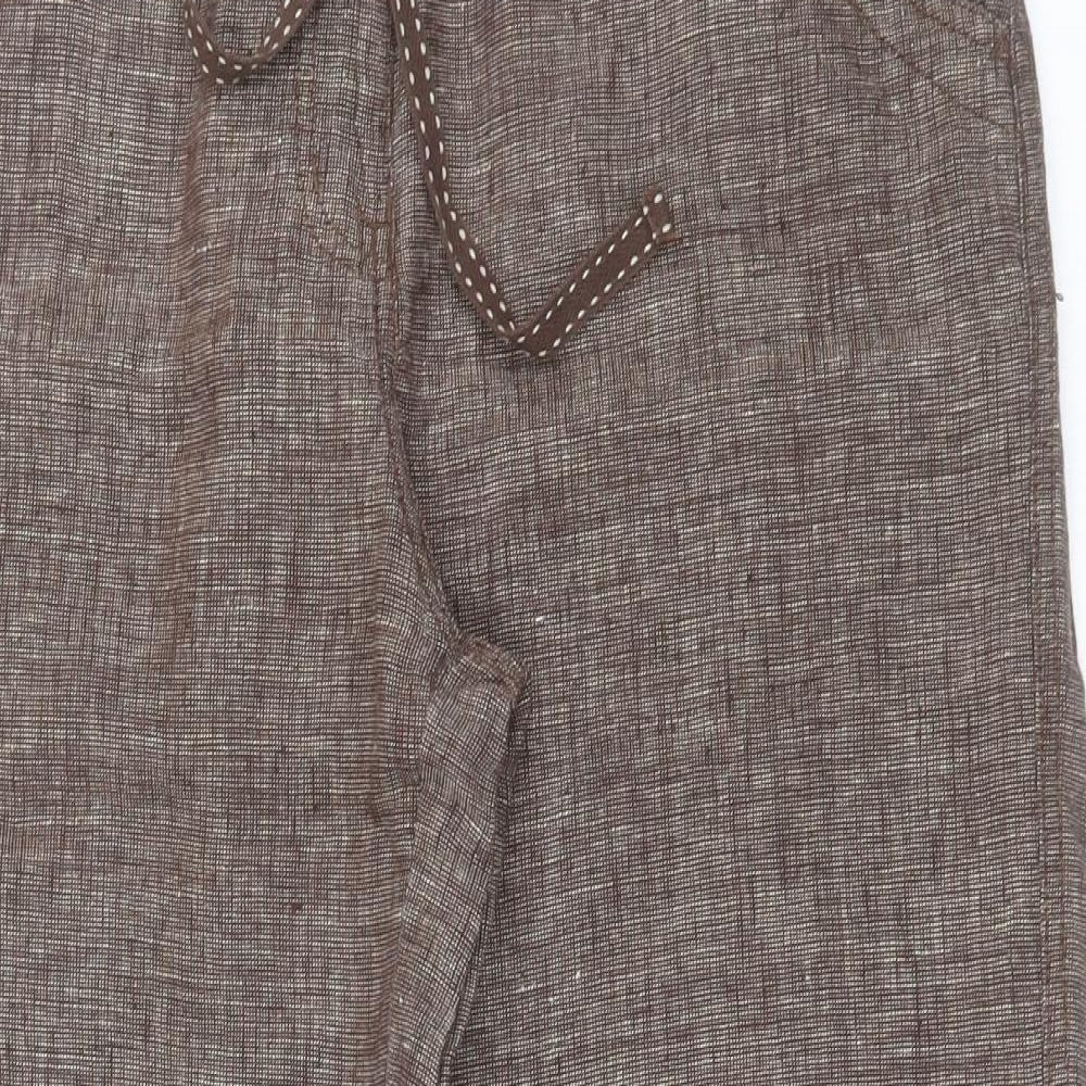 George Womens Brown  Linen Trousers  Size 12 L27 in Regular Button