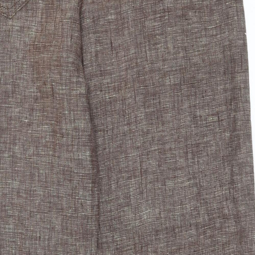 George Womens Brown  Linen Trousers  Size 12 L27 in Regular Button