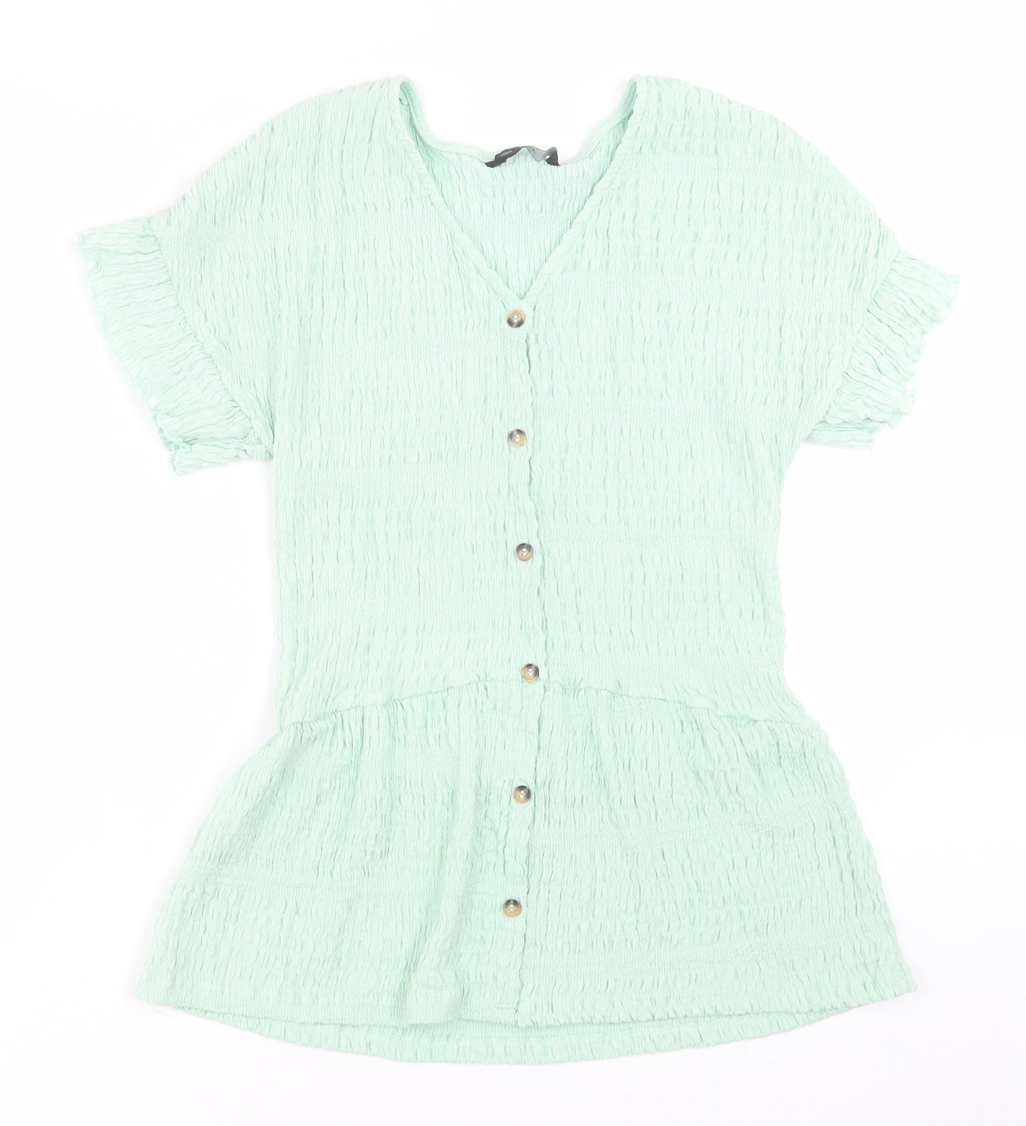 F&F Womens Green  Polyester Tunic T-Shirt Size 8 V-Neck