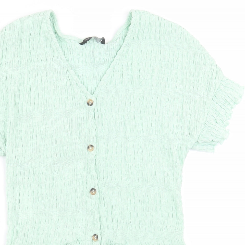 F&F Womens Green  Polyester Tunic T-Shirt Size 8 V-Neck