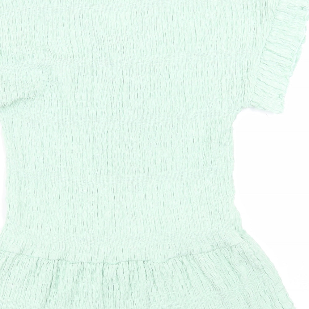 F&F Womens Green  Polyester Tunic T-Shirt Size 8 V-Neck