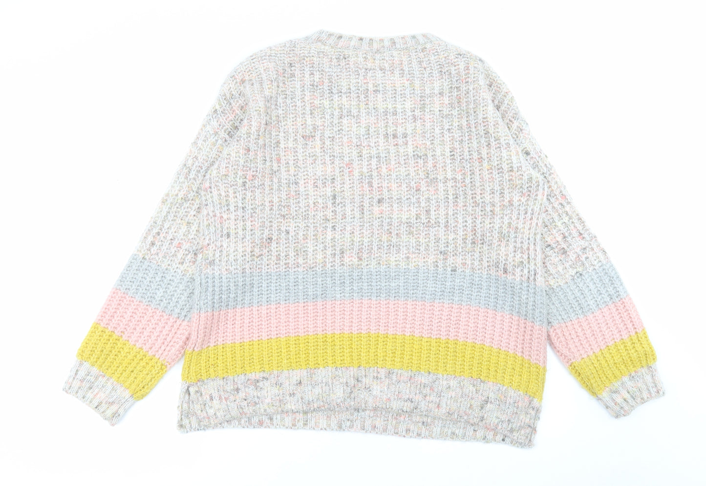 George Womens Multicoloured Crew Neck Striped Acrylic Pullover Jumper Size 16