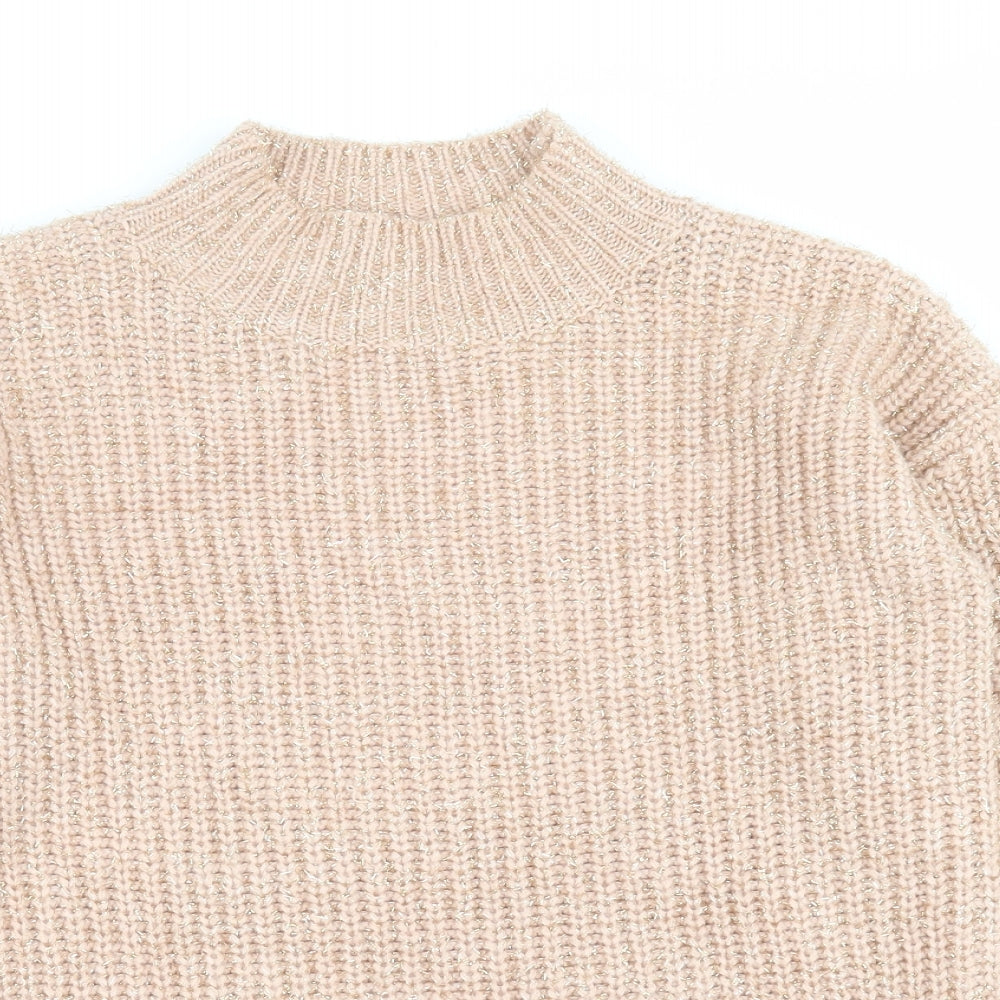 Papaya Womens Pink High Neck  Acrylic Pullover Jumper Size S
