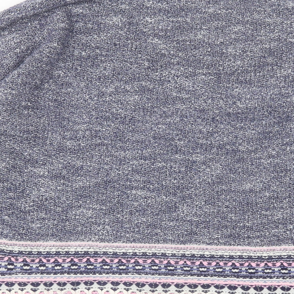 Per Una Womens Blue Crew Neck Geometric Cotton Pullover Jumper Size 14