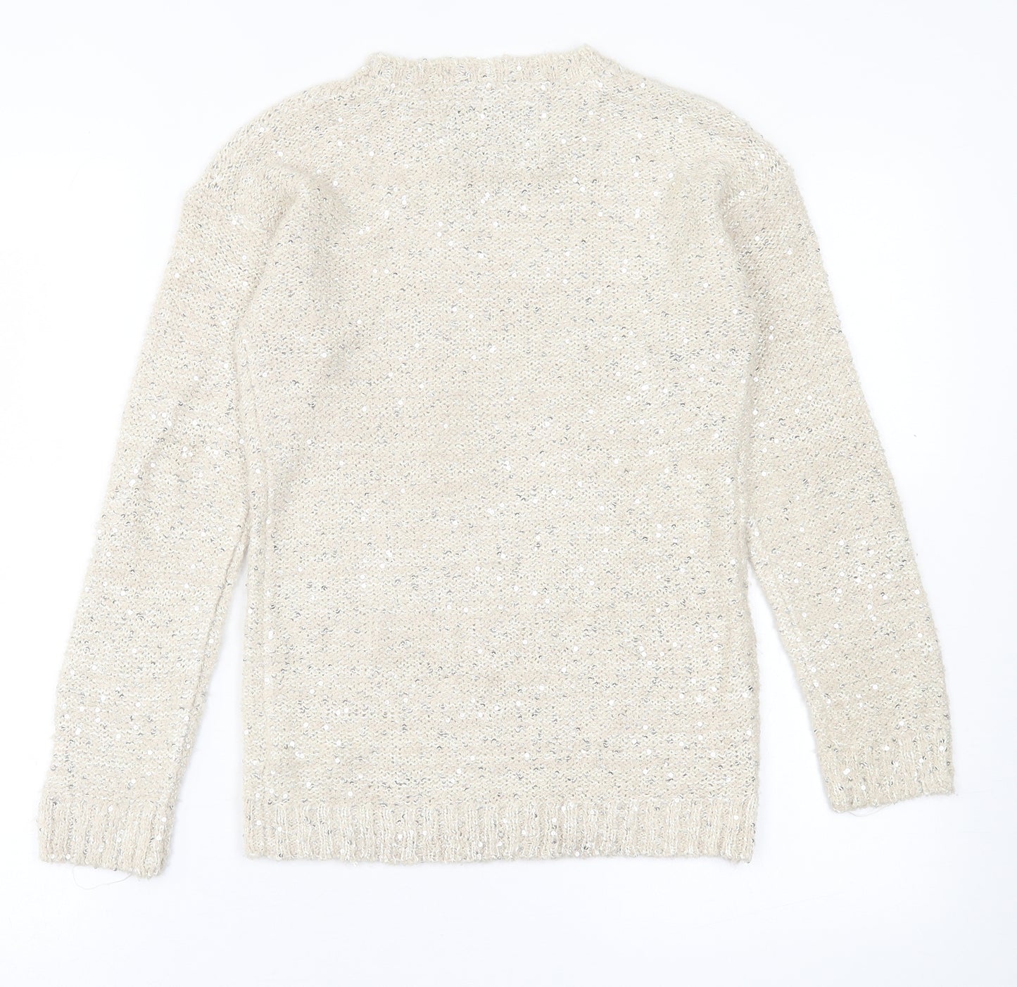 Young Dimension Girls Beige Crew Neck  Acrylic Pullover Jumper Size 11-12 Years  Pullover