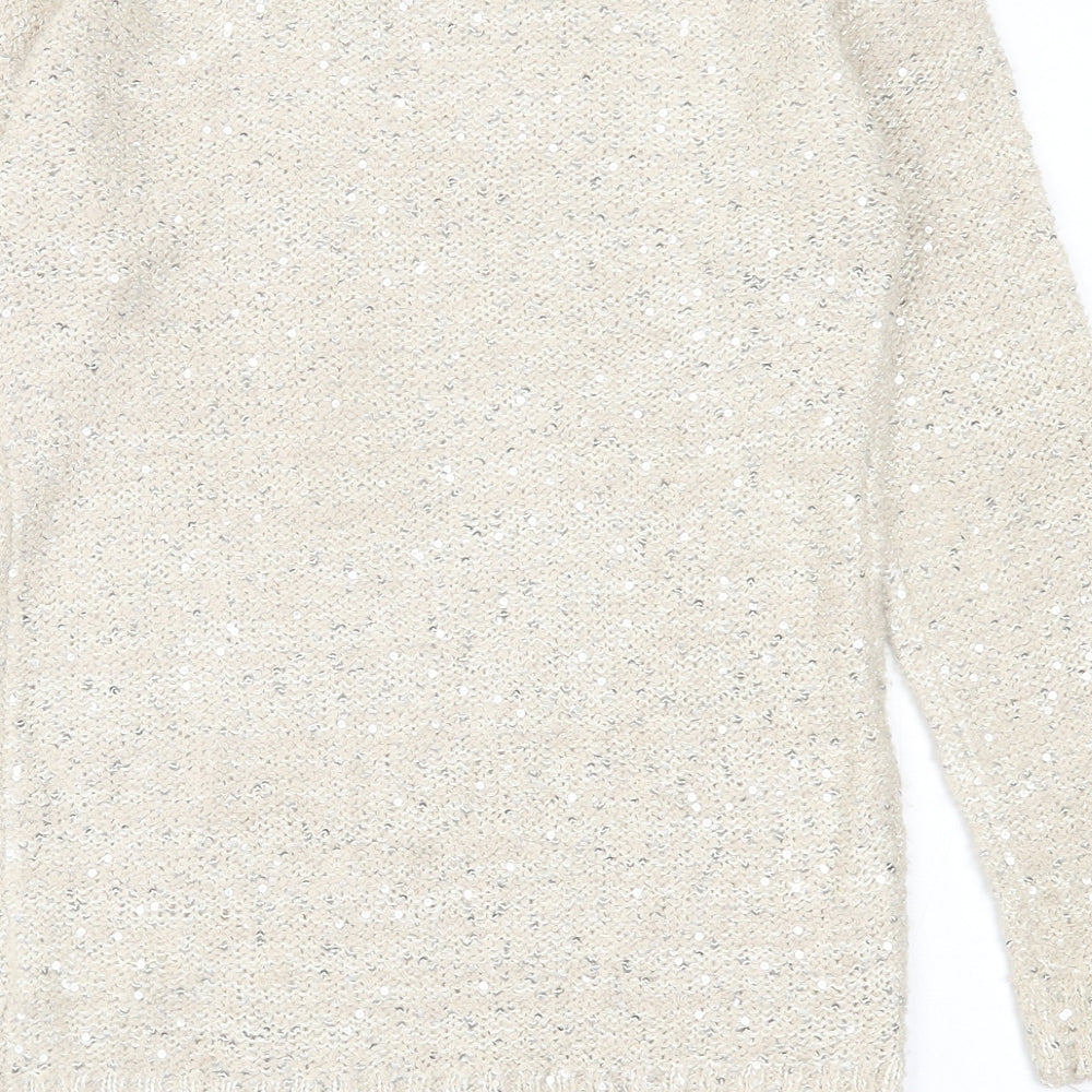 Young Dimension Girls Beige Crew Neck  Acrylic Pullover Jumper Size 11-12 Years  Pullover
