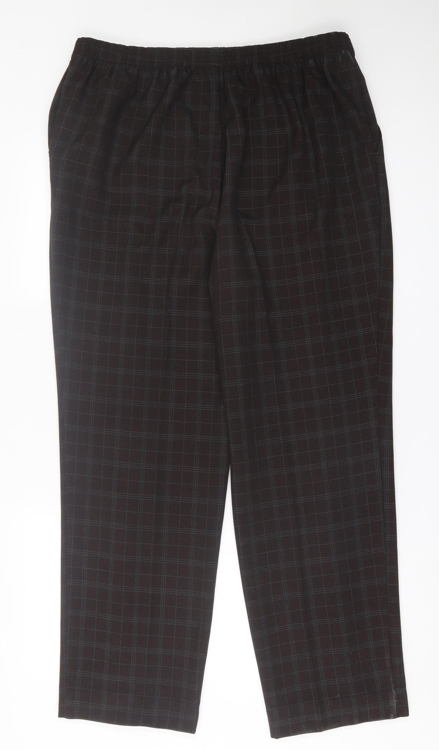 Marks and Spencer Womens Brown Check Polyester Trousers  Size 18 L30 in Regular