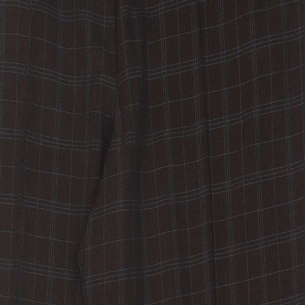 Marks and Spencer Womens Brown Check Polyester Trousers  Size 18 L30 in Regular
