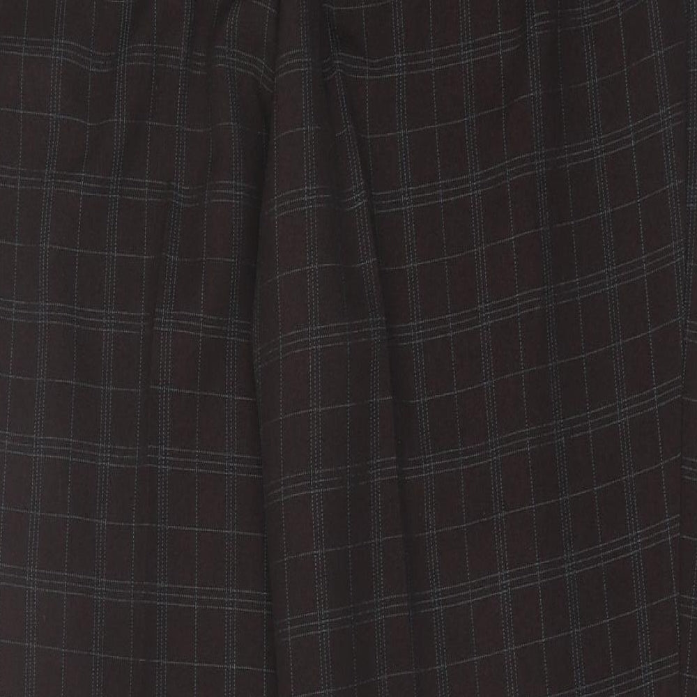 Marks and Spencer Womens Brown Check Polyester Trousers  Size 18 L30 in Regular