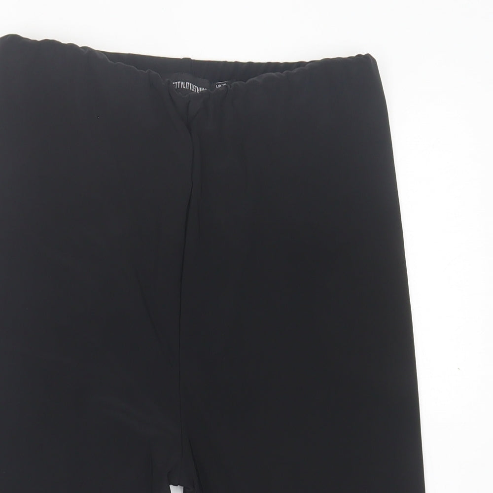 PRETTYLITTLETHING Womens Black  Polyester Biker Shorts Size 12 L10 in Regular Pull On