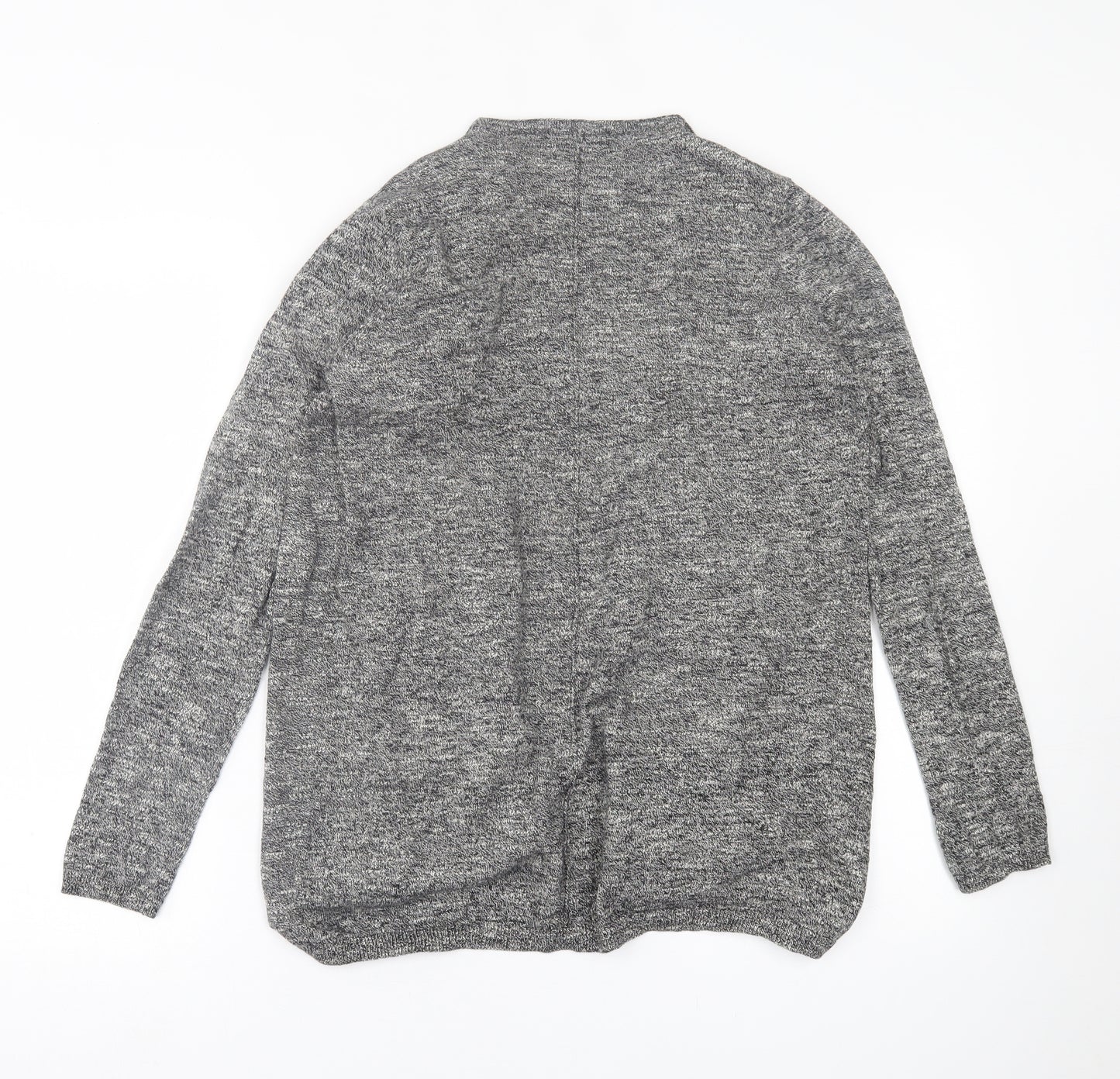 New Look Womens Grey V-Neck  Cotton Cardigan Jumper Size 8