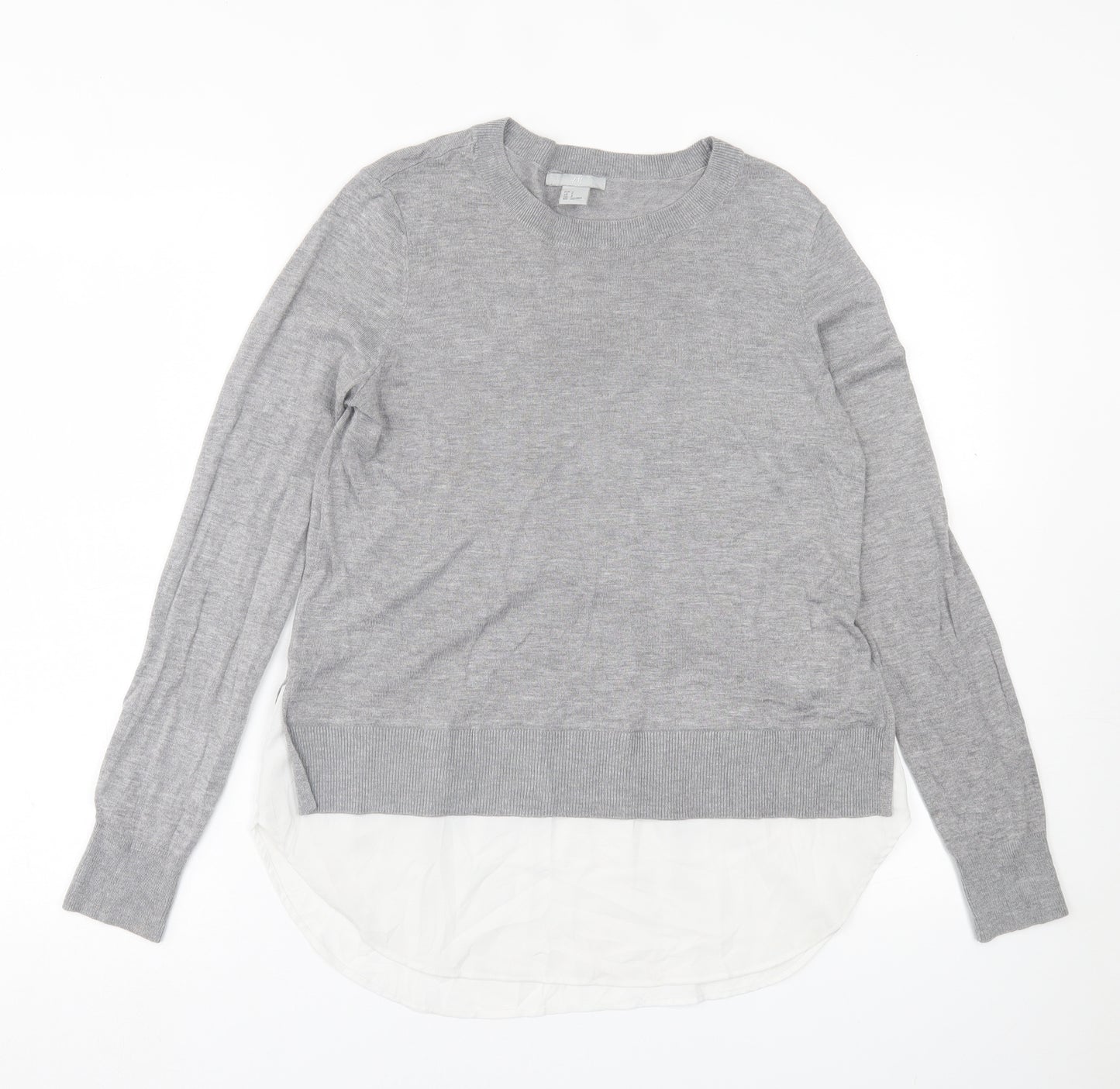 H&M Womens Grey Crew Neck  Acrylic Pullover Jumper Size S